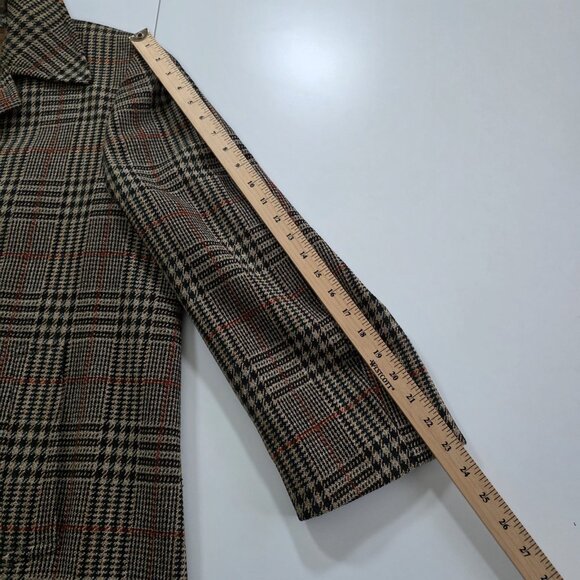 VTG Crombie Wool Coat 44 Glen Plaid LS Lined 1 Vent Buttons Union Made Classic - Picture 5 of 16